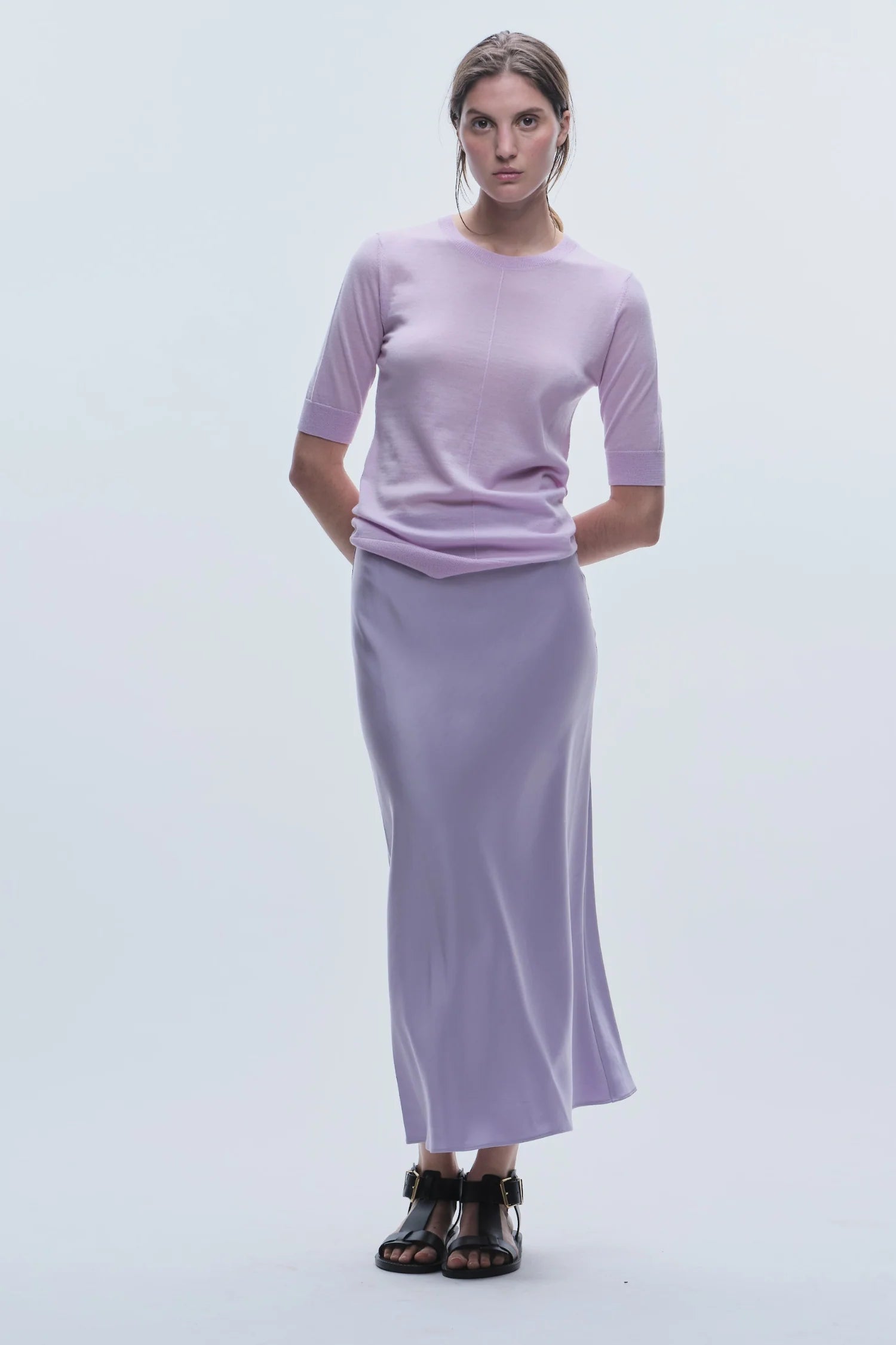 Talia Charmeuse Skirt full body front