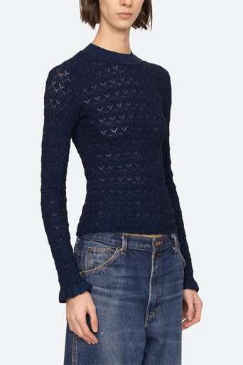 Sea Ruby Long Sleeve Top Navy front/side