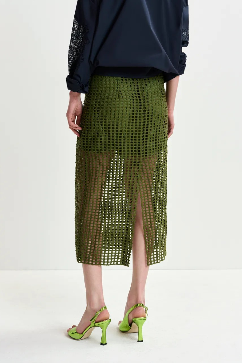Essentiel Handkerchief Sequin Mesh Midi Skirt back