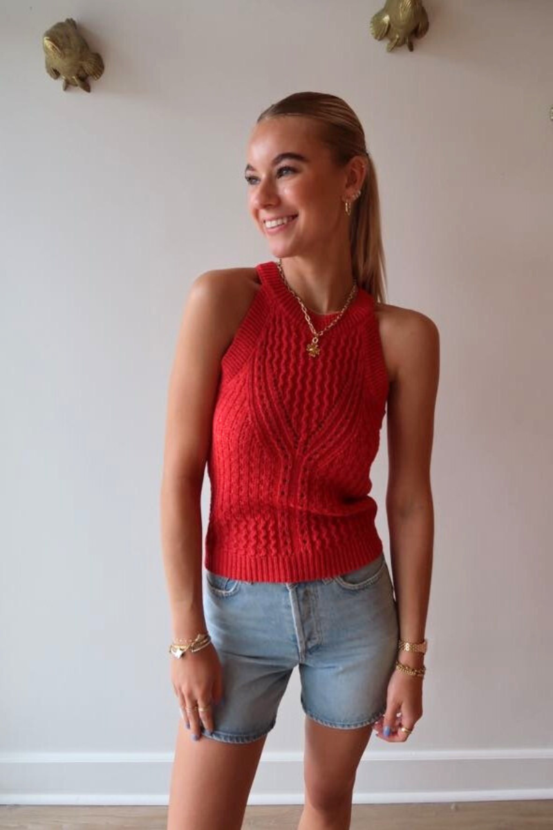 Greylin Jhayna Knit Crochet Halter front
