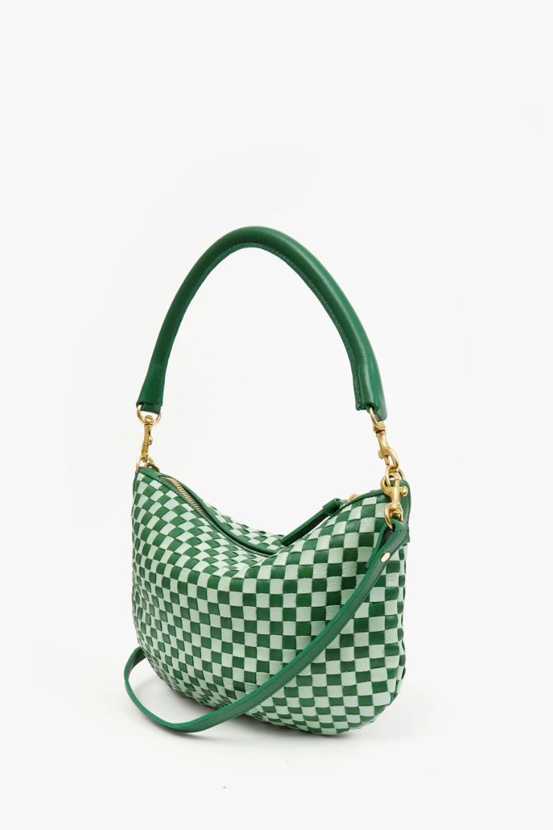 Clare V Petit Moyen Messenger in Fern Mist angled