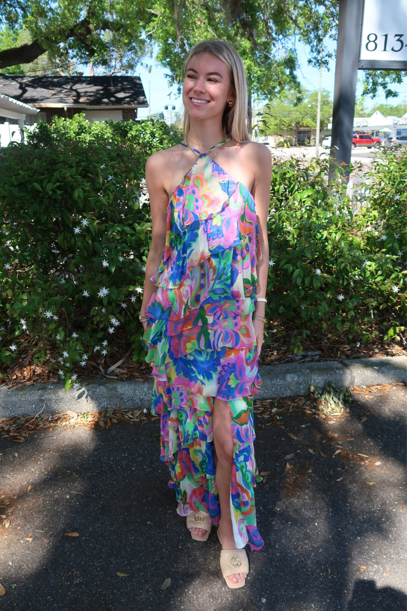 Amanda Uprichard Poise Halter Maxi Dress front