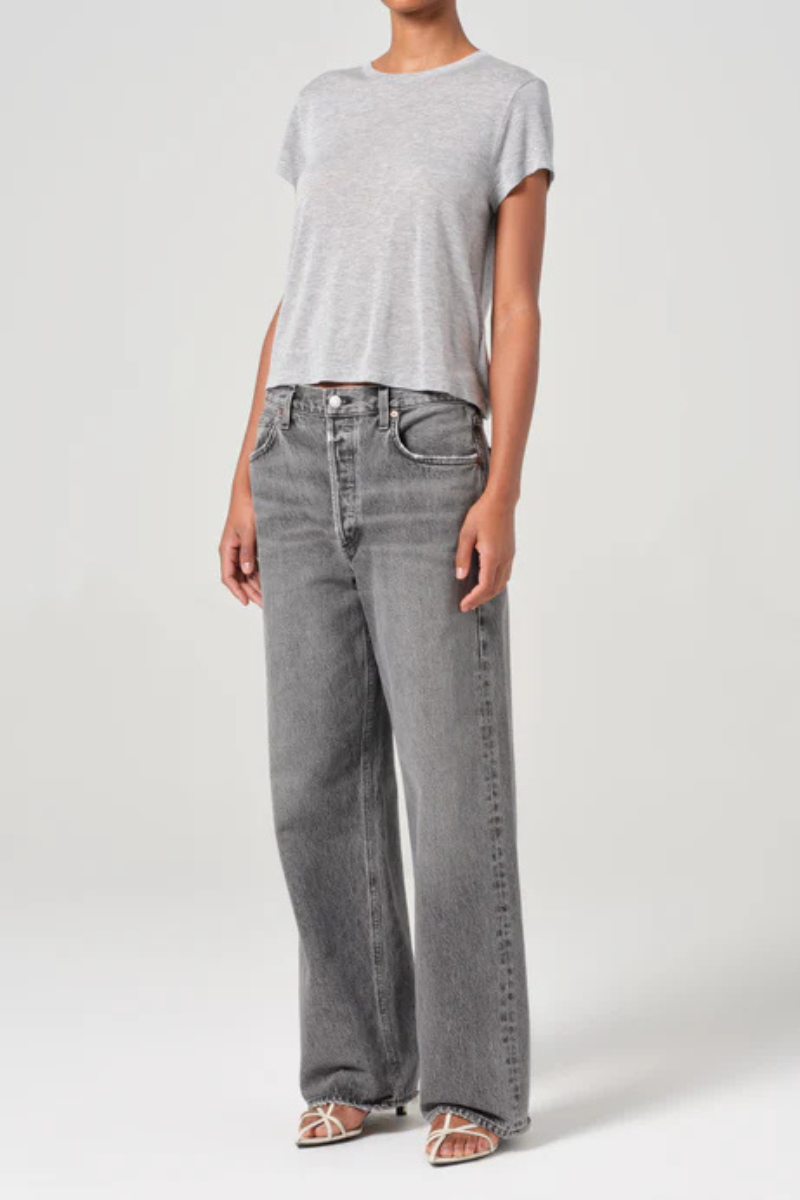 Agolde Adine Shrunken Tee Grey Heather full body