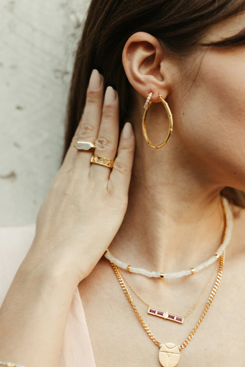 Sierra Winter Muse Hoop Earring on ear