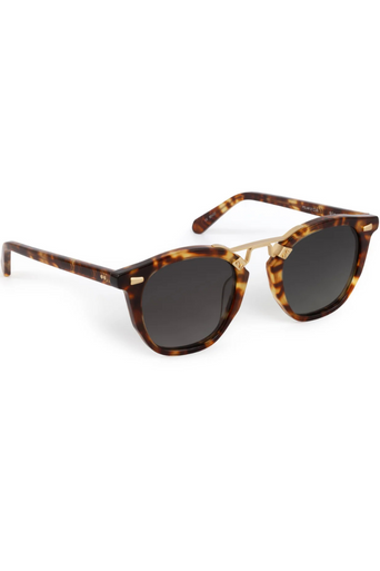 Krewe Beau II Kyoto Tortoise 18k Polarized Sunglasses side view by itself