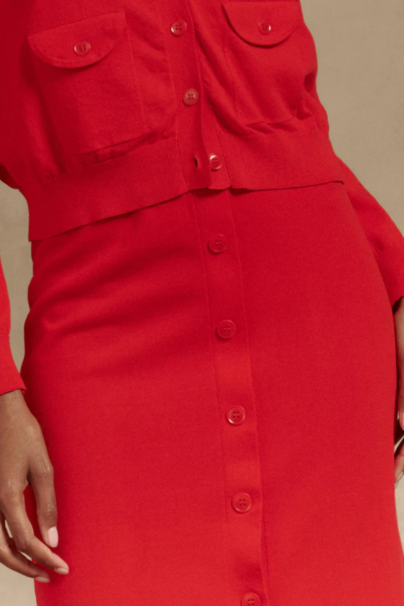 The Great the Button Front Sweater Skirt close up