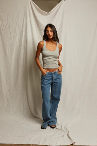 Perfect White Tee Mia Fine Rib Heather Tank far view