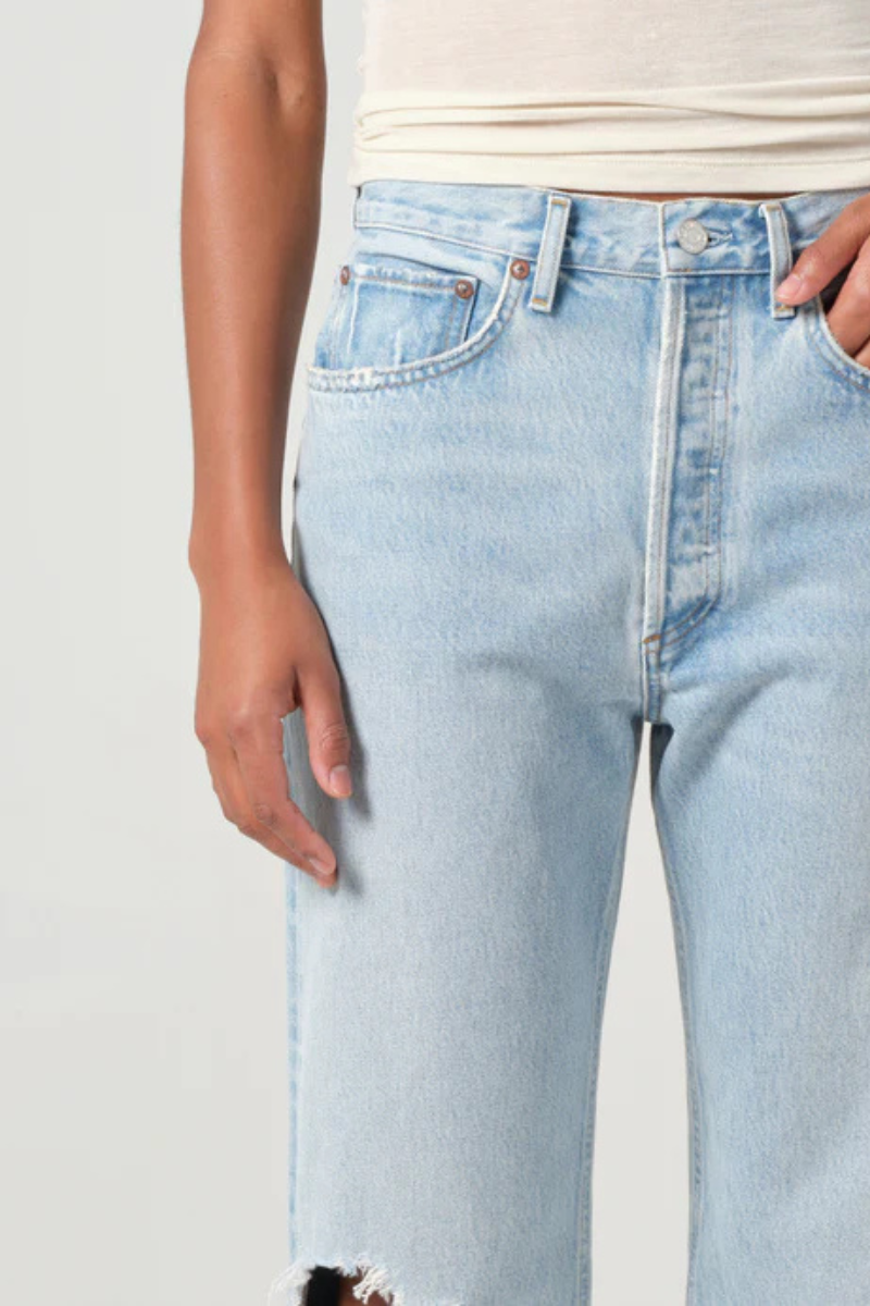 Agolde 90s Crop Mid Rise Loose Straight front detail