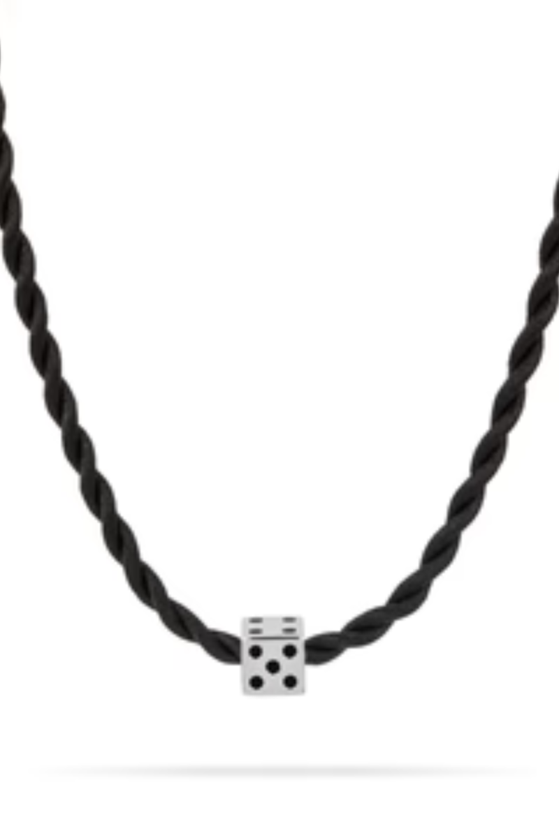 Adina Reyter Silver Enamel Dice Big Bead on black cord