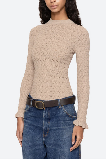 Sea New York Ruby Long Sleeve Top Champagne front/side