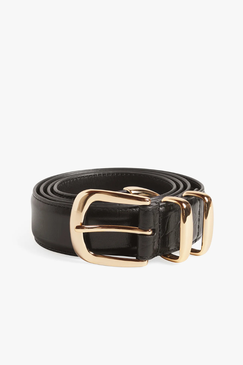 Favorite Daughter the Jordan Croc Embossed Belt rolled up