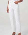 Agolde 90s Pinch Waist High Rise Straight in Marshmellow front view