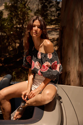 Natalie Martin Ella Top Poppy Print front/side