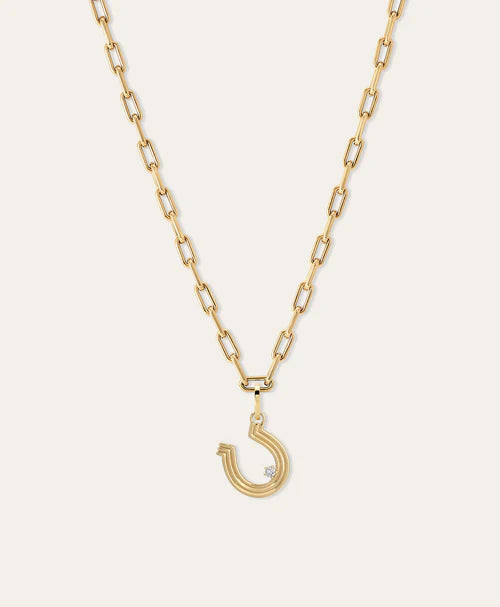 Groovy Diamond Horseshoe Hinged Charm on 4mm Italian link chain