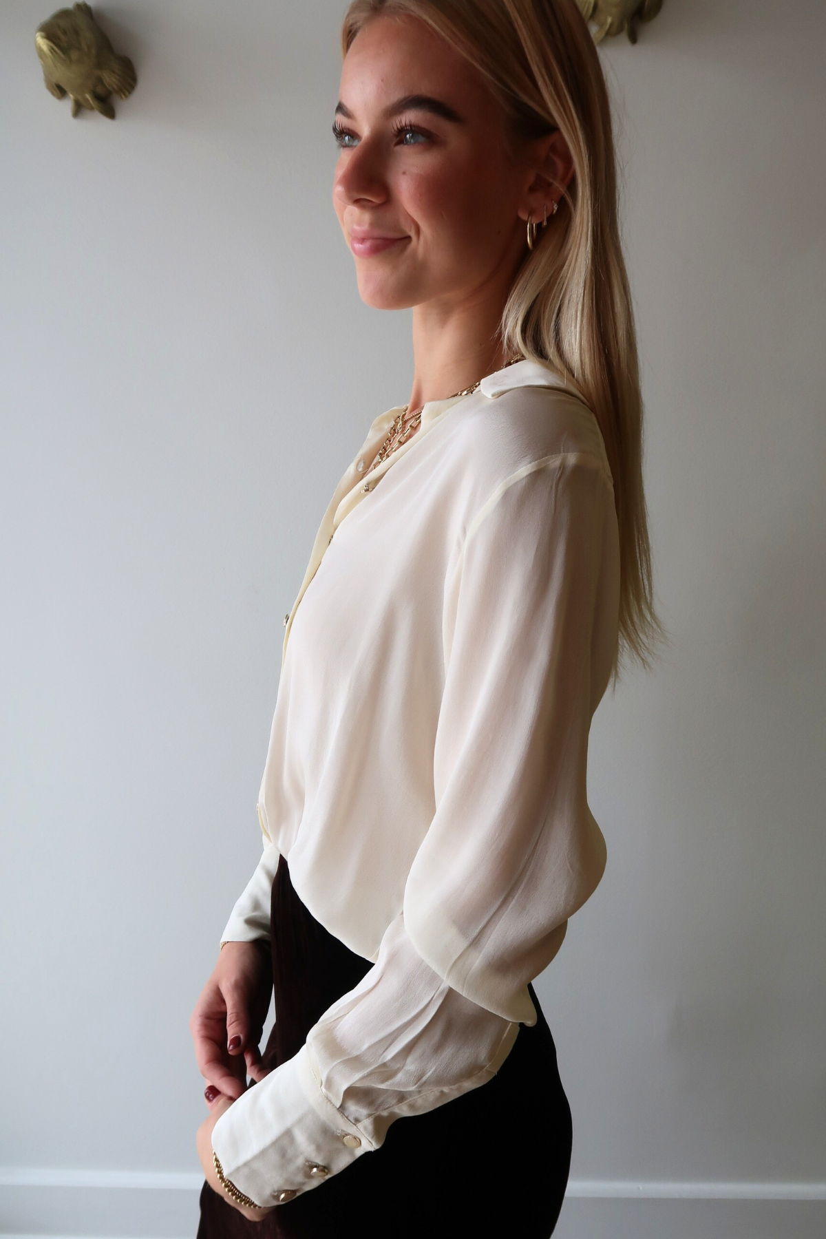 Alyssa Long Sleeve Bodysuit in Ivory side view