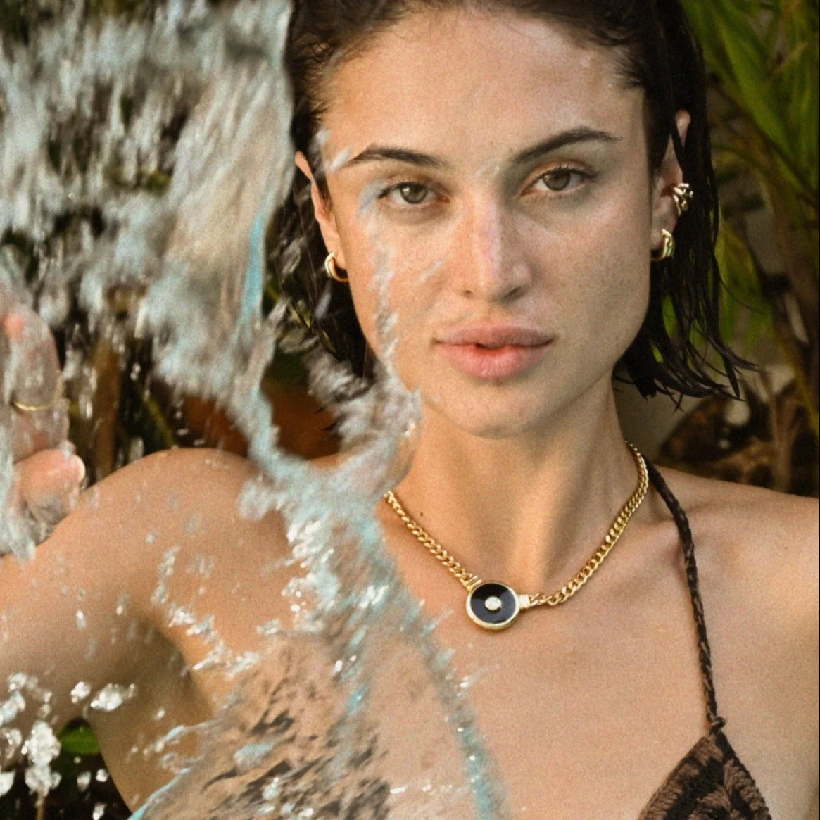 Luna Nera Pendant Necklace on model
