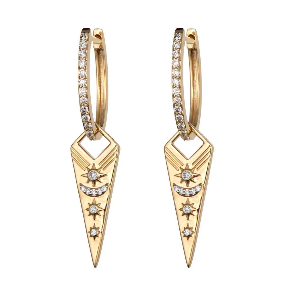 Pair of Double-Sided Evil Eye Dagger Charm on diamond sun and moon side