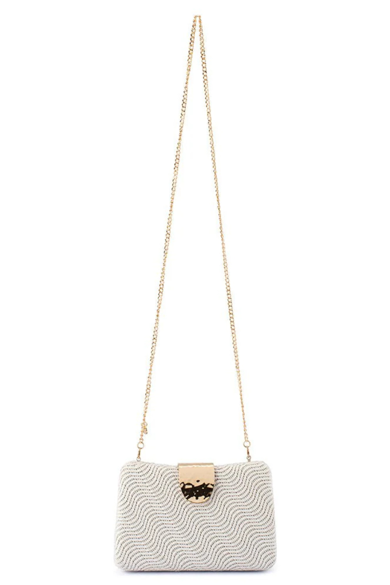 Lindy Woven Clutch with chain