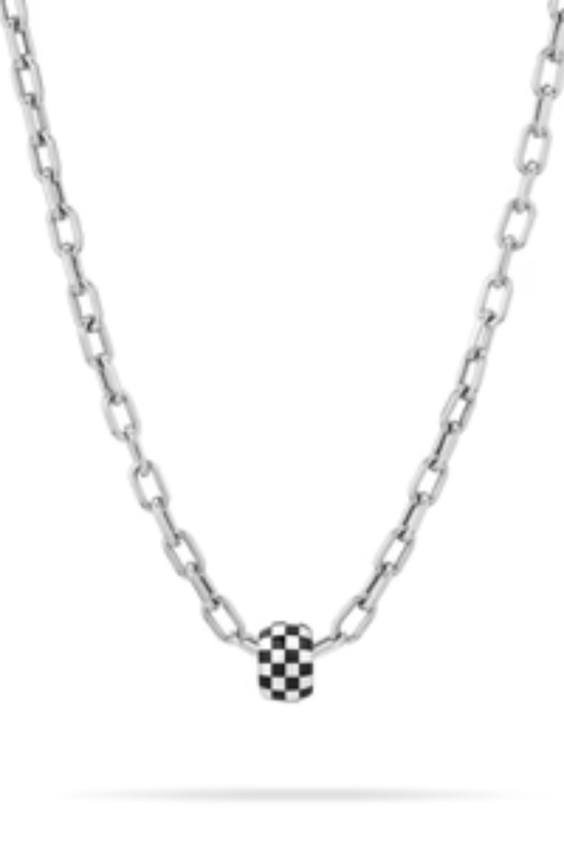 Adina Reyter Black Checkerboard Big Bead on chain