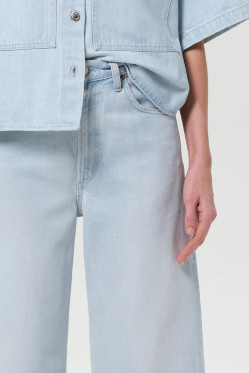 Agolde Low Curve Fray Jean close up