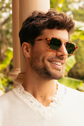 Krewe Colton Hawksbill 12k Polarized on square face, male model
