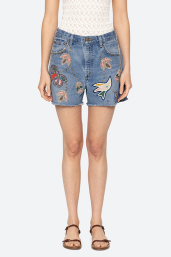 Sea Kara Beaded Denim Short front