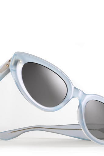 Krewe Irene Powder Blue Sunglasses super close up by itself