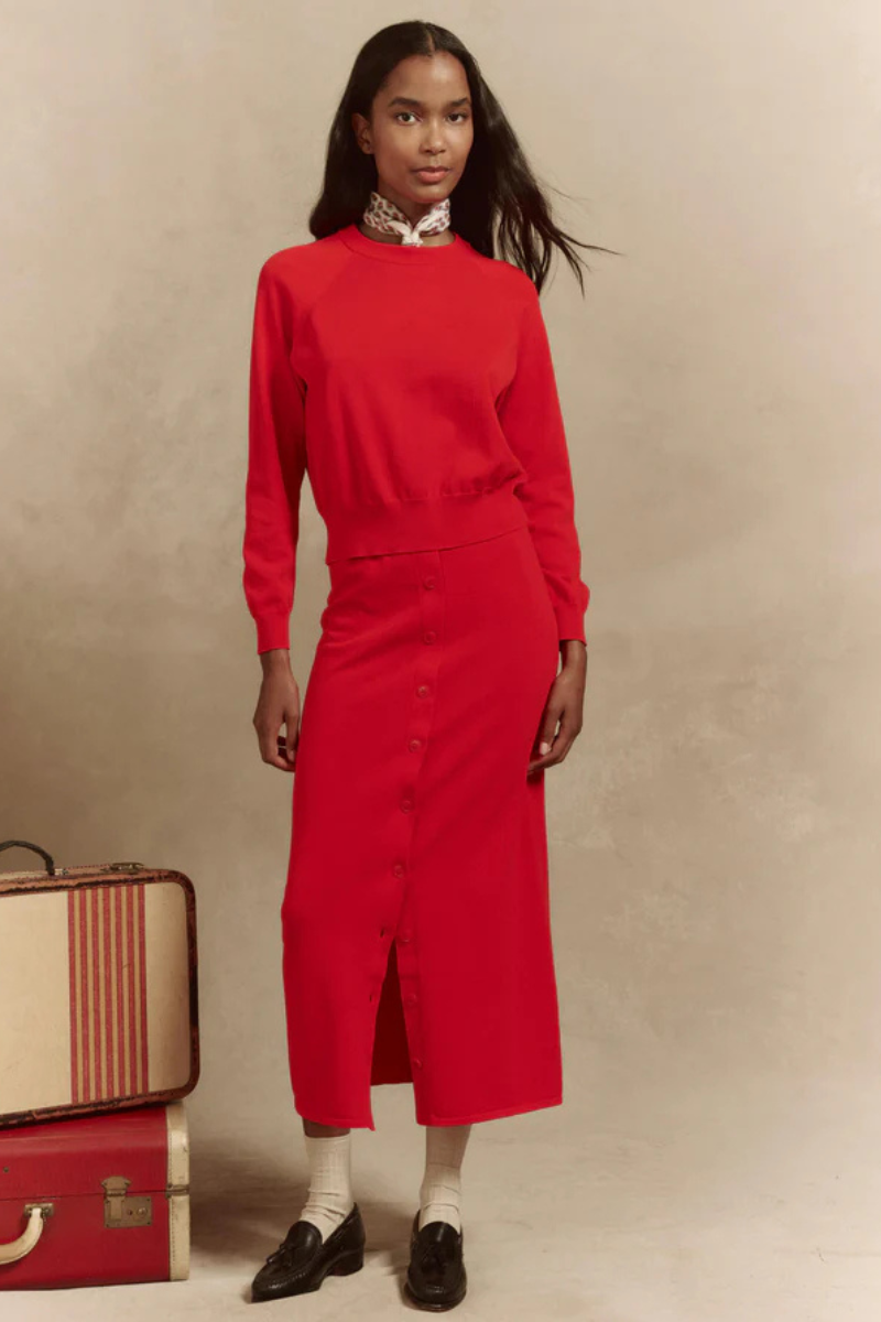 The Great the Button Front Sweater Skirt full body