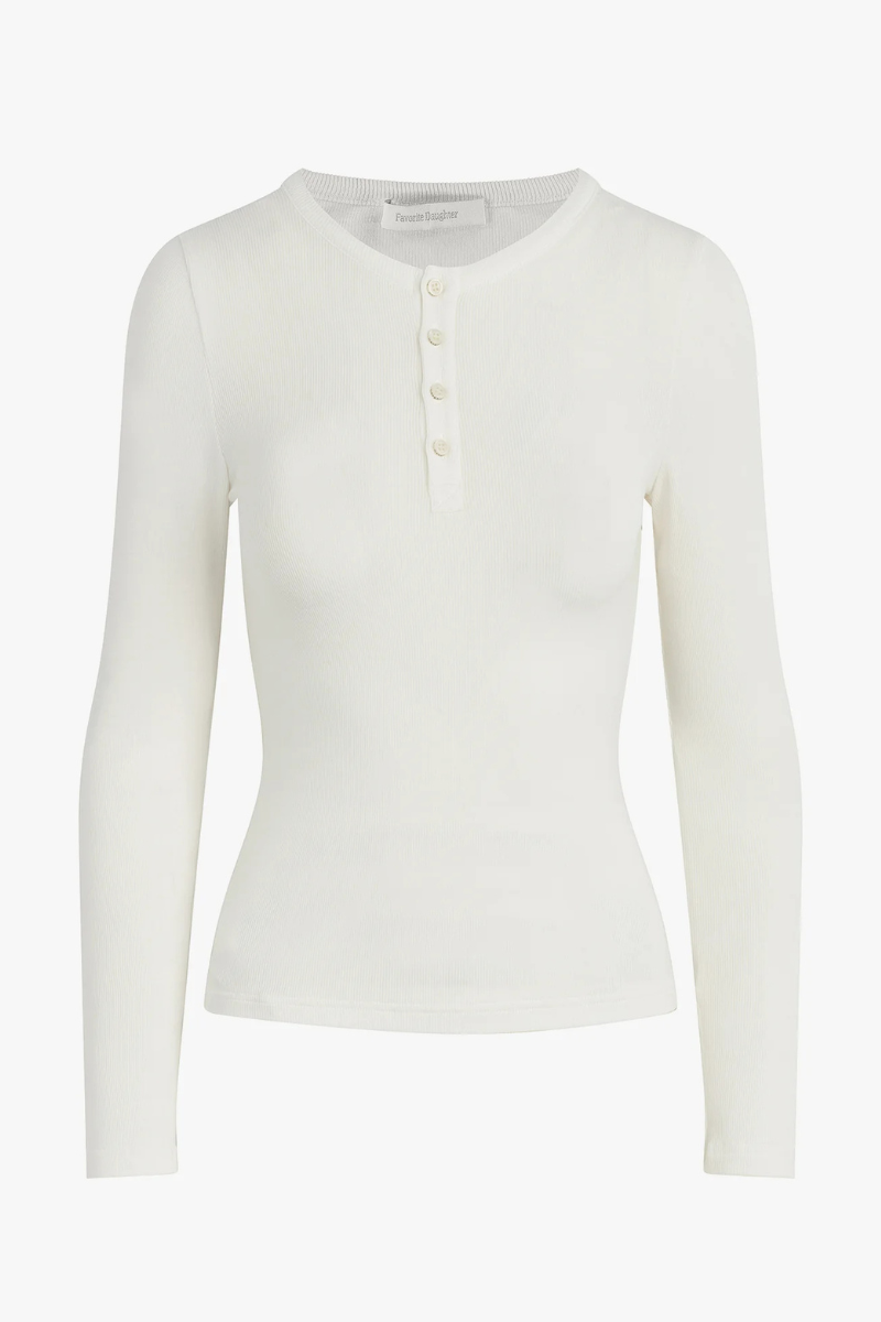 Favorite Daughter the Henley Ribbed Long Sleeve by itself