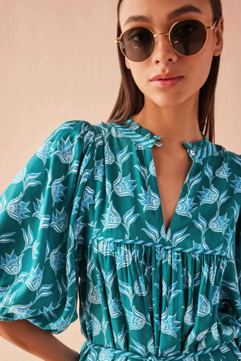 Omika Wren Print Mini Dress pattern detail