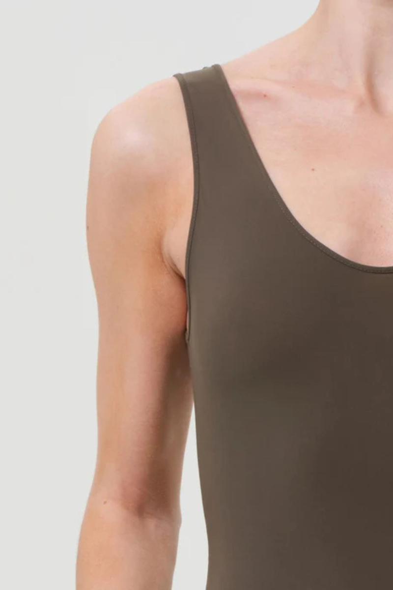 Agolde Tora Tank Bodysuit Grove close up