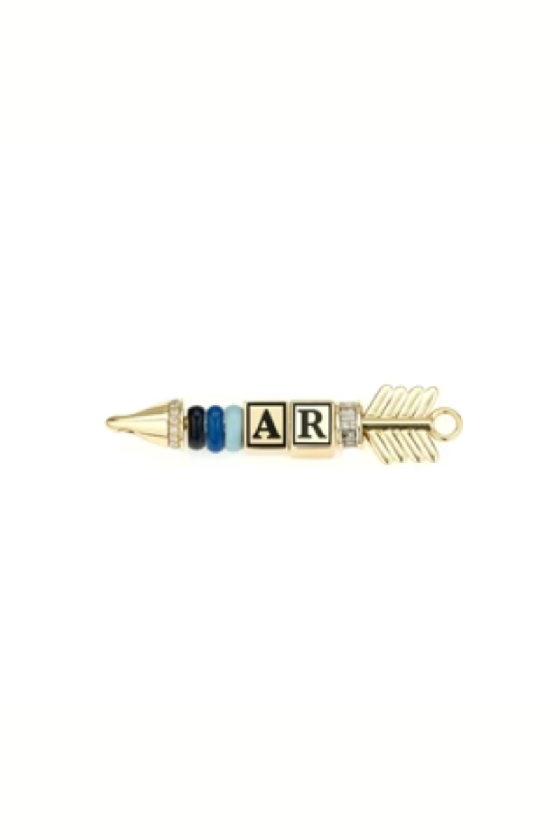 Adina Reyter Mini Diamond Arrow Hinged Charm with beads, put together