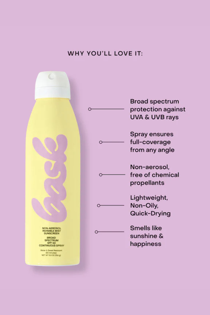 Bask SPF 50 Non-Aerosol Spray Sunscreen specifications
