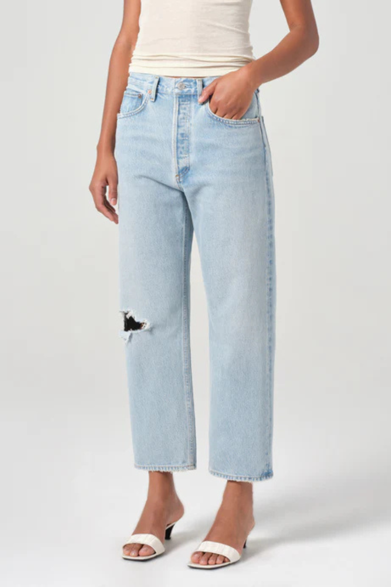Agolde 90s Crop Mid Rise Loose Straight close up front