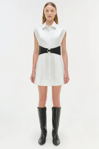 Simkhai Adler Belted Mini Dress full body front