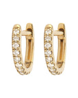 Pair of Tiny Pave Hoops front and partial side view on white background