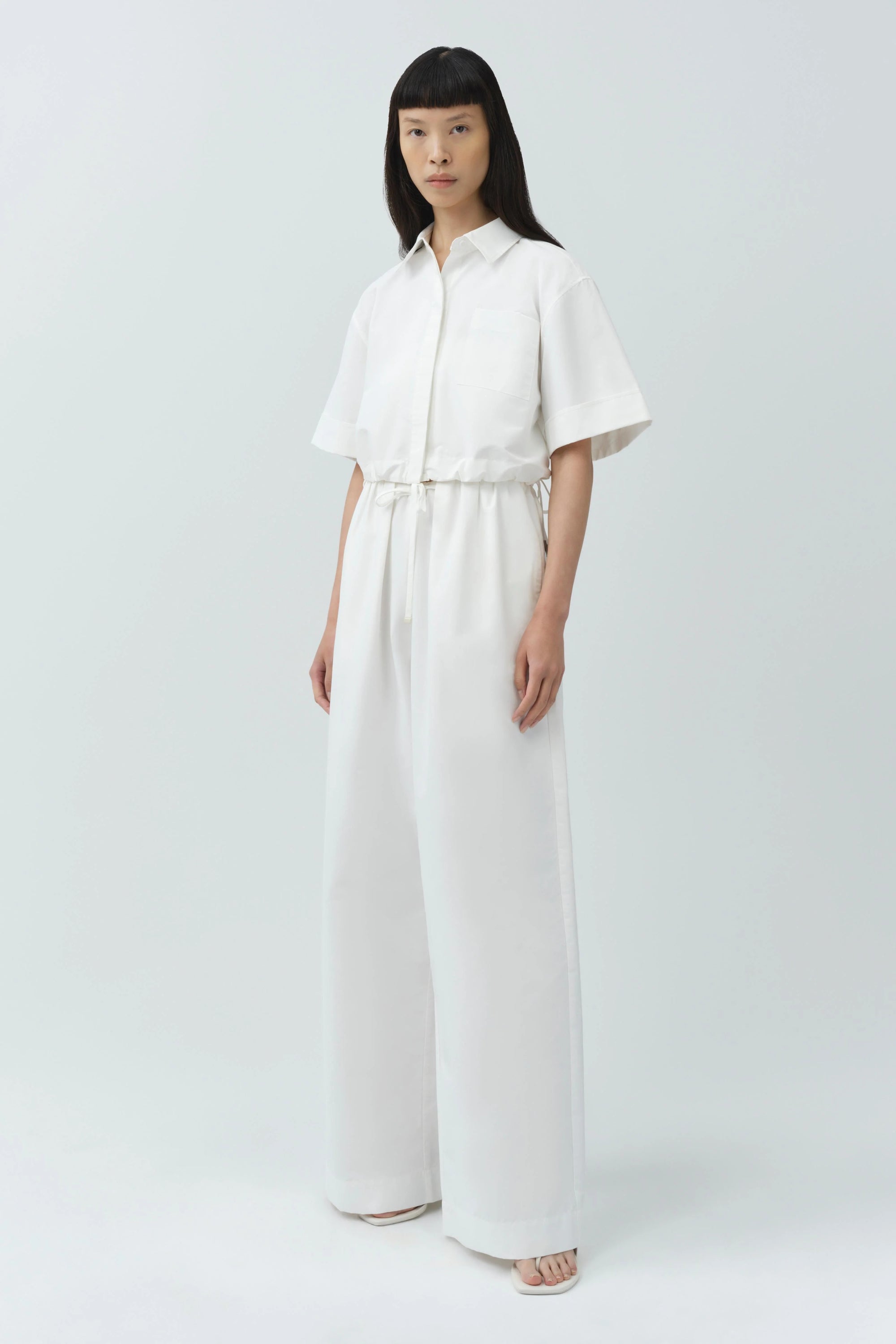 Rhea Cotton Wide Leg Pant full body front/side