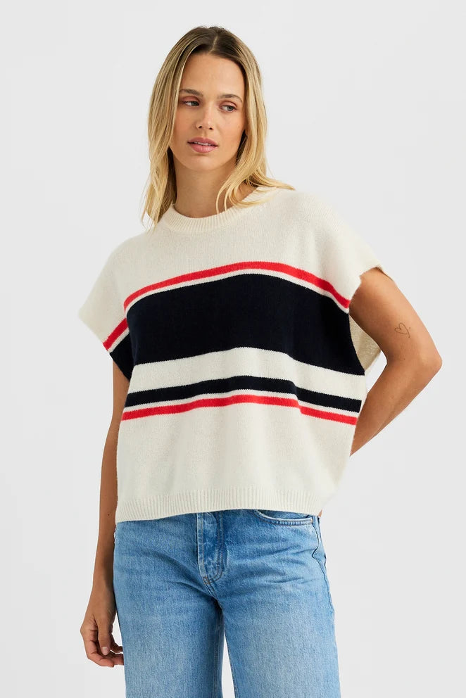 Shelly Stripe Tee front view on model