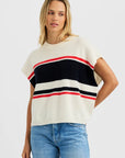 Shelly Stripe Tee front view on model