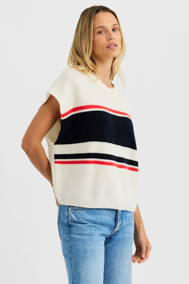 Shelly Stripe Tee side view on model