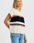 Shelly Stripe Tee side view on model