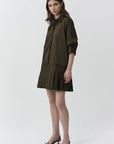 Regina Pleated Mini Shirt Dress full body side
