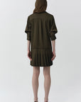 Regina Pleated Mini Shirt Dress full body back