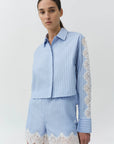 Renata Cropped Shirt and Emmie Cotton Lace Shorts close up front