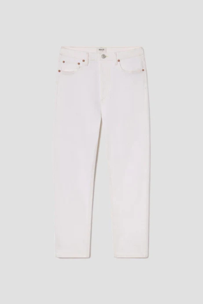Agolde 90s Pinch Waist High Rise Straight in Marshmellow laid flat