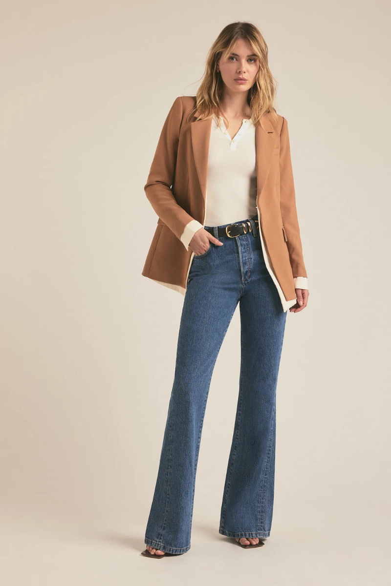 Favorite Daughter the Henley Ribbed Long Sleeve with blazer
