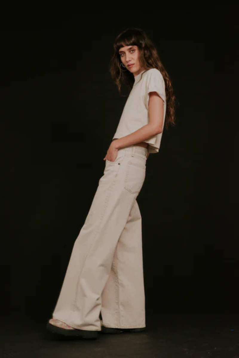 Askk Atomic Wide Leg Jean in Ecru full body side