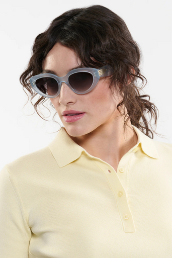 Krewe Irene Powder Blue Sunglasses on heart face shape