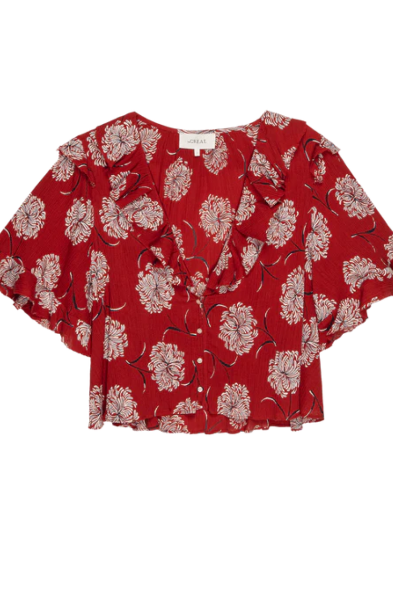 The Great the Bowery Top True Red laid flat