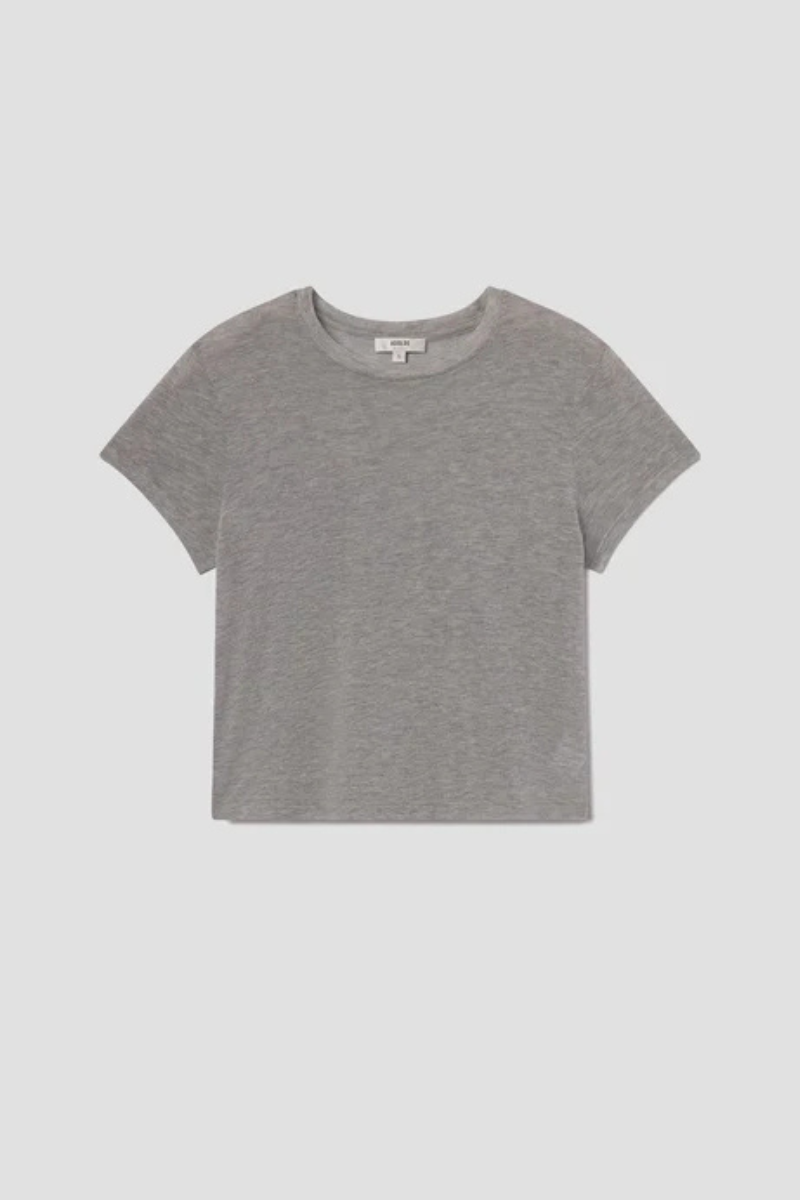 Agolde Adine Shrunken Tee Grey Heather flat lay